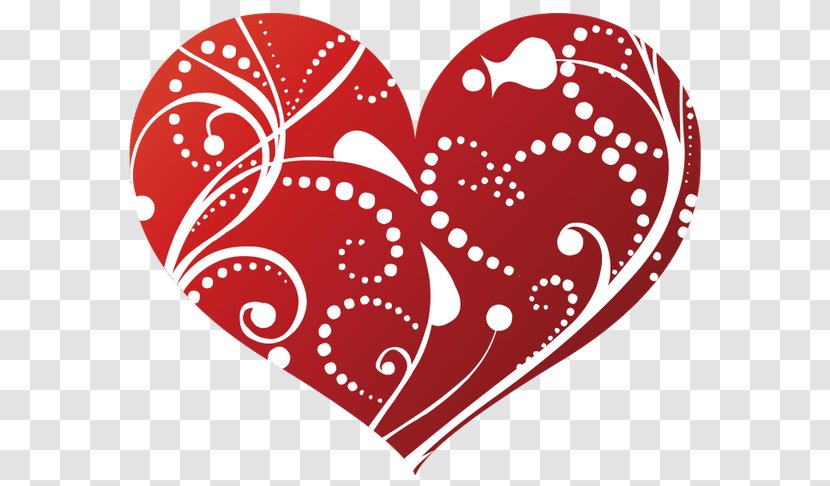 Valentines Day Heart - Red - Paisley Motif Transparent PNG