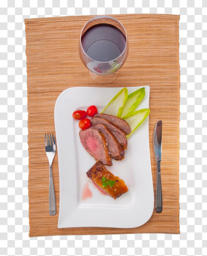 Red Wine Beefsteak Fish Steak Full Breakfast Transparent PNG
