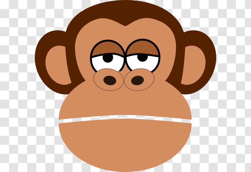 Monkey Cartoon Face Drawing Clip Art - Head - Sad Cliparts Transparent PNG