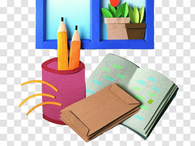 Paper Appliquxe9 School Drawing Pattern - Embroidery - Pencil Pen Letter Envelope Window Origami Flower Pots Transparent PNG