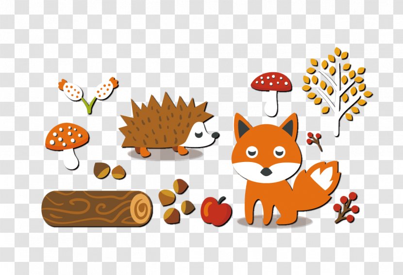 Autumn Clip Art - Orange - Vector Wood Hedgehog Transparent PNG