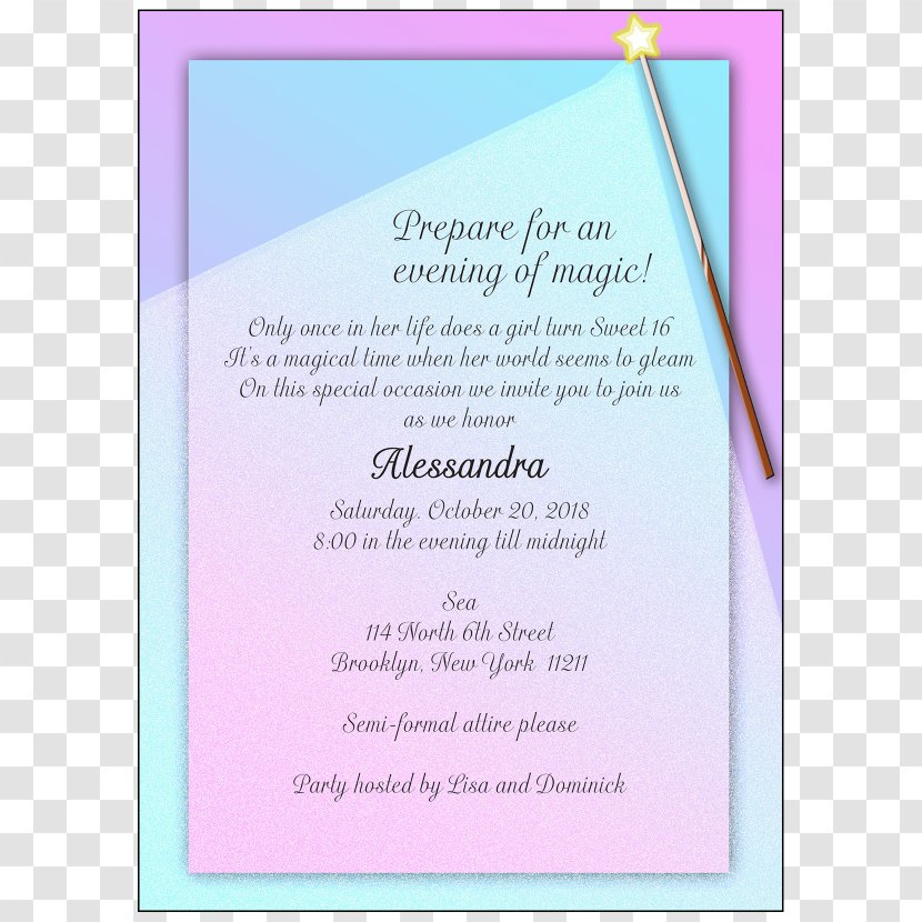 Wedding Invitation Sweet Sixteen Birthday Greeting & Note Cards - Pink Transparent PNG