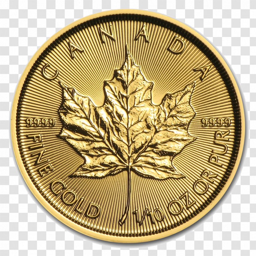 Canada Canadian Gold Maple Leaf Ounce Bullion Coin - Precious Metal Transparent PNG