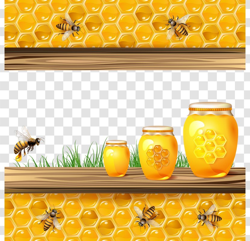 Bee Light Honeycomb Euclidean Vector Illustration - Yellow - Honey Bees Transparent PNG