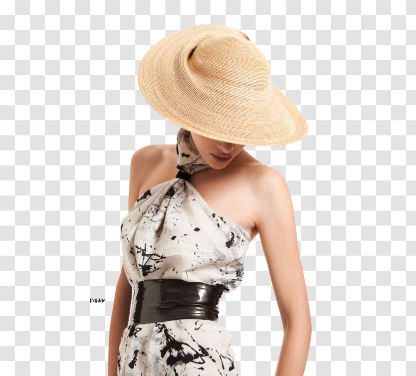 Sun Hat Model Fashion Female - Watercolor Transparent PNG
