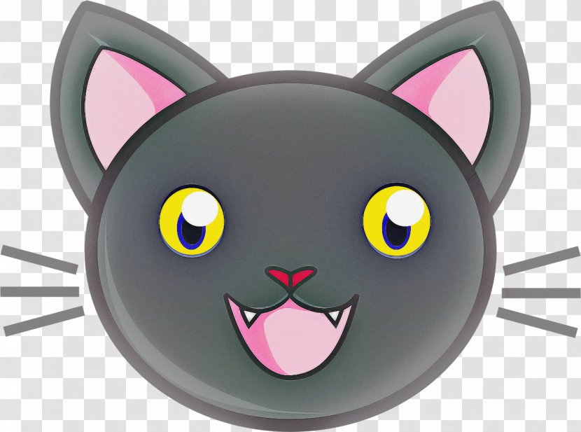 Cat Small To Medium-sized Cats Cartoon Whiskers Black - Eye - Pink Transparent PNG