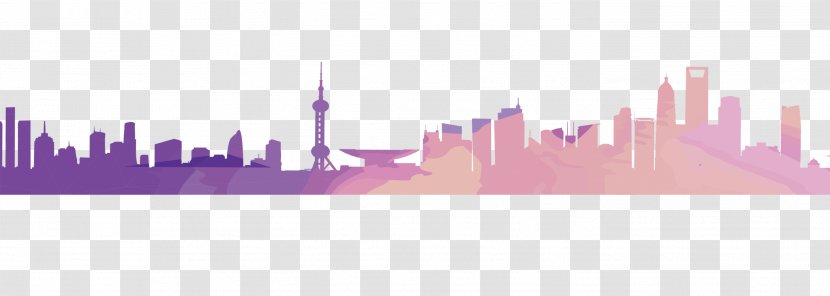 University Of International Business And Economics Chinese New Year - Violet - Gradient Shanghai City Silhouette Transparent PNG