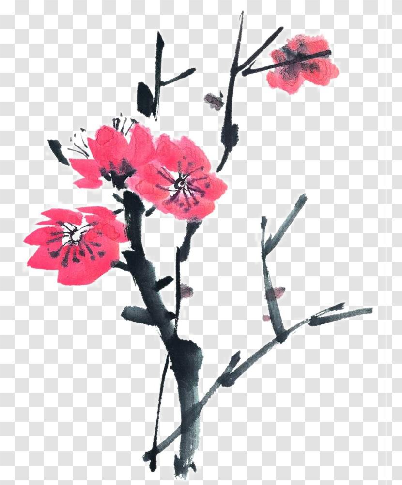 Ink Wash Painting Inkstick Chinese - Gongbi - Plum Aquarene Transparent PNG