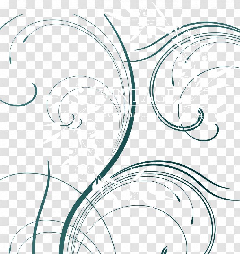 Clip Art Design Image Cyan - Black And White - Arabesque Transparent PNG