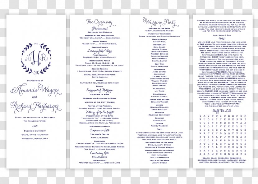 Wedding Vow Renewal Ceremony Color Navy Blue Paper - Monogram Transparent PNG