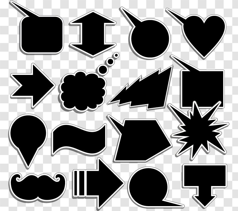 Speech Balloon Sticker - Black And White - Explosion Stickers Transparent PNG
