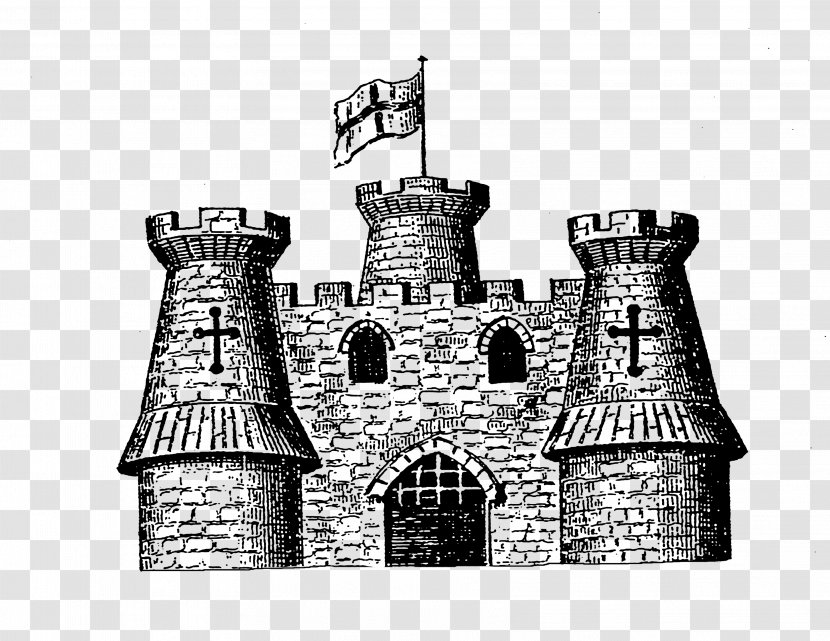 Landmark Castle Architecture Medieval Brick - Building Blackandwhite Transparent PNG