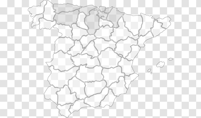 Provinces Of Spain Vector Graphics Map Clip Art - Black And White - Large Transparent PNG