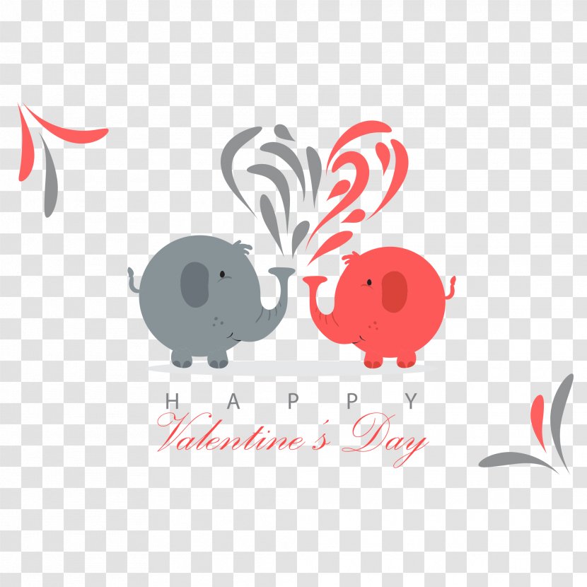 Valentine's Day Vector Graphics Elephant Greeting & Note Cards - Text - Astrantia Major Transparent PNG