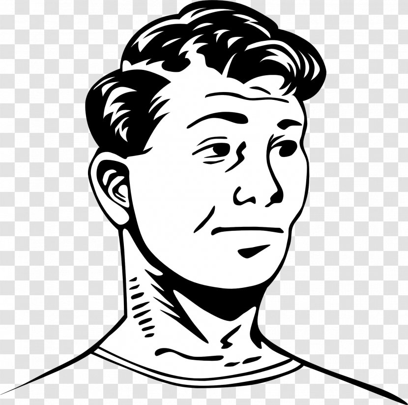 Black And White Clip Art - Male - Man Bust Transparent PNG