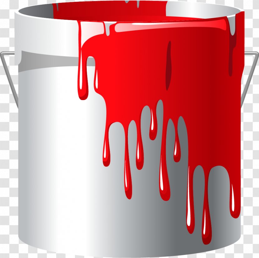 Bucket Paint Roller Paintbrush Handle - Red - Cartoon White Transparent PNG