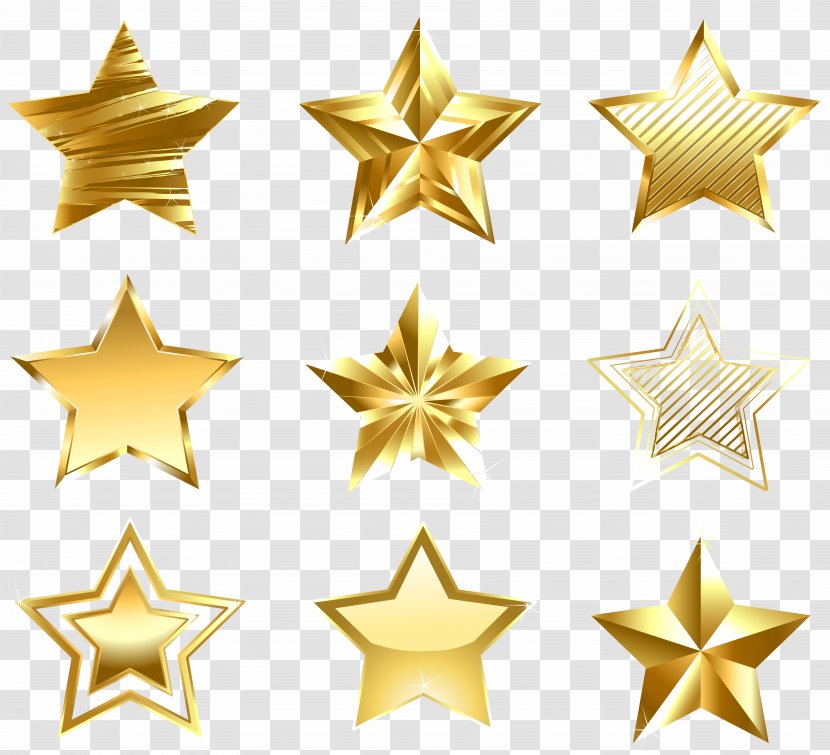Star Gold Diagram Clip Art - Sticker - Transparent Golden Stars Set Clipart Transparent PNG
