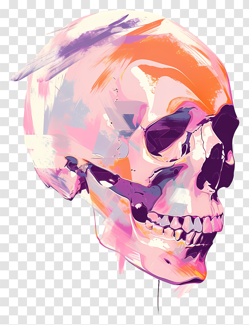Death Skull - Artistic Skull With Vibrant Colors Transparent PNG