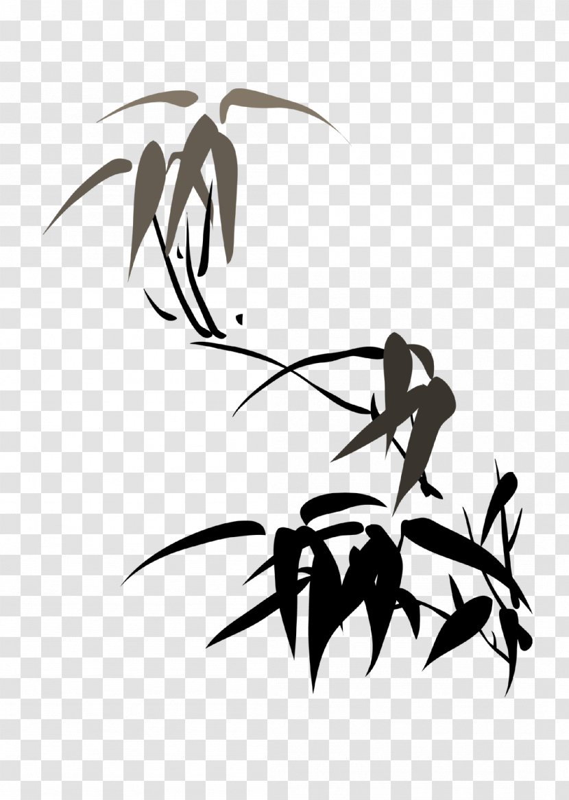Euclidean Vector Clip Art - Twig - Ink Hand-painted Bamboo Leaves Transparent PNG