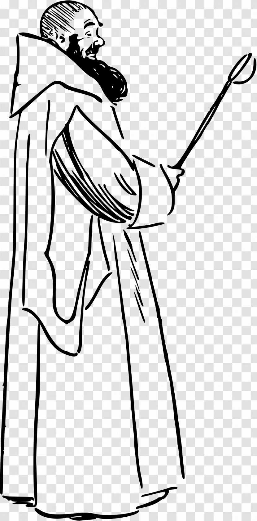 Asceticism Monk Line Art Clip - Buddhist Cartoon Transparent PNG