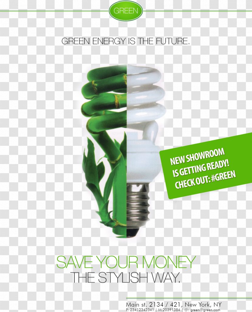 Energy Conservation Efficient Use Flyer Saving Lamp - Corporation - Creative Green Poster Transparent PNG