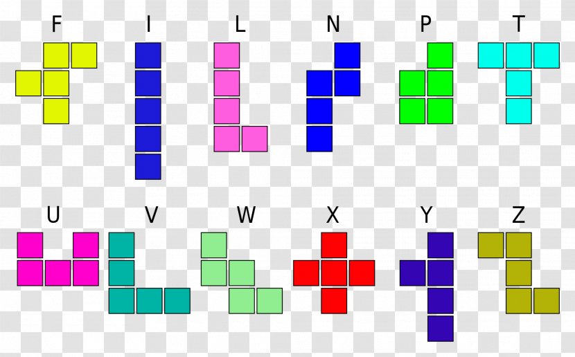Pentomino Polyomino Geometric Shape Game Index Cards - Symmetry - Puzzle Blocks Transparent PNG