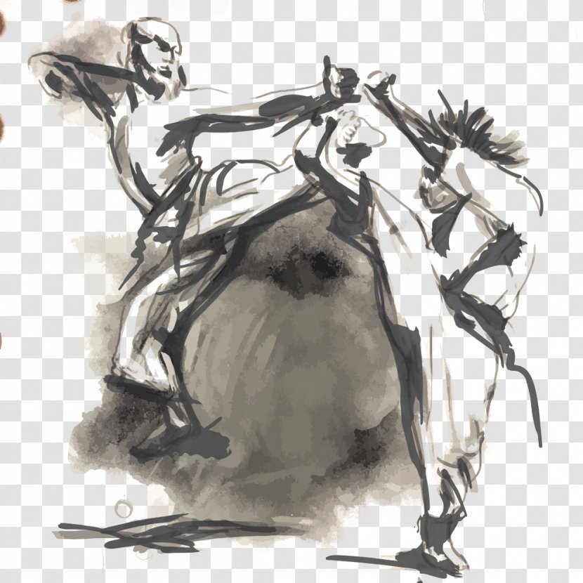 Karate Drawing Martial Arts Illustration - Artwork - Hand-painted Man Kicks Transparent PNG