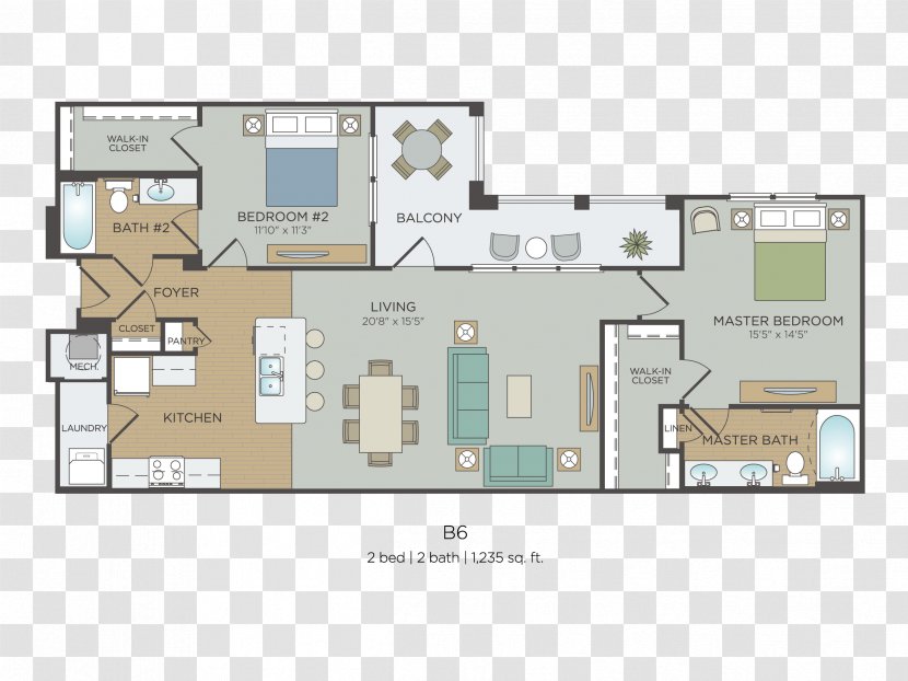 BluWater Apartments House Renting Floor Plan - Bluwater - Furniture Transparent PNG