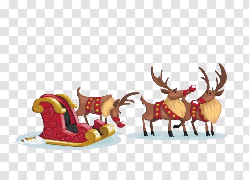 Santa Claus Christmas Card Clip Art - Deer - Creative Transparent PNG