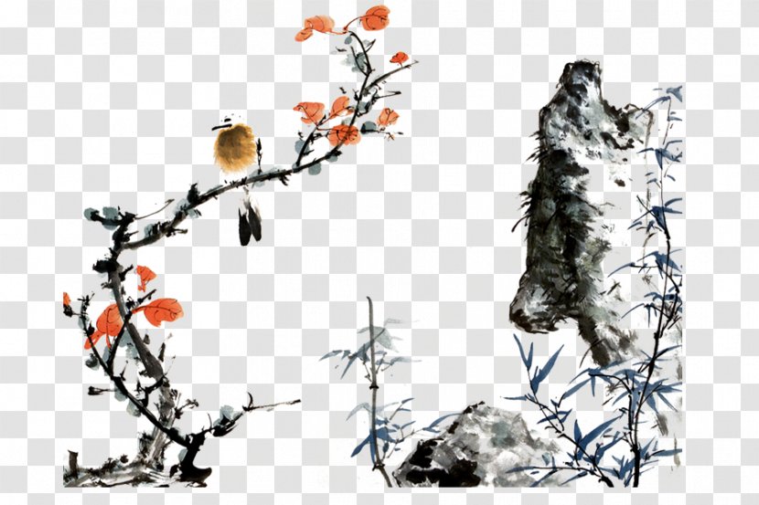 China Qingming Festival Chinese Course Ink Wash Painting - Flowering Plant - Floral Elements,Chinese Style Transparent PNG