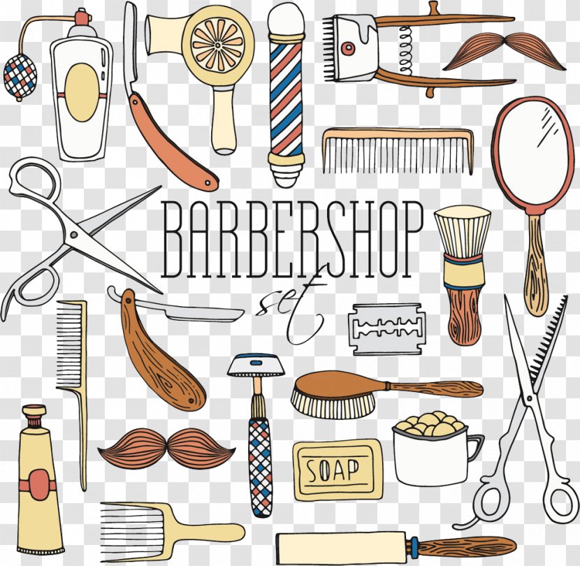 Barbershop Hairstyle Hairdresser - Drawing - Cartoon Hairdressing Appliances Transparent PNG