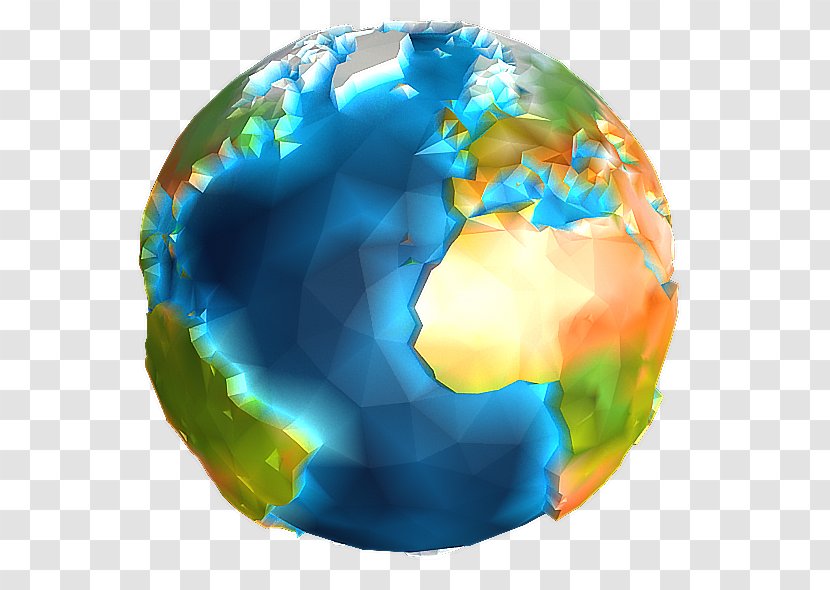 Earth Globe World Planet Sphere - Ocean - Low Poly Transparent PNG