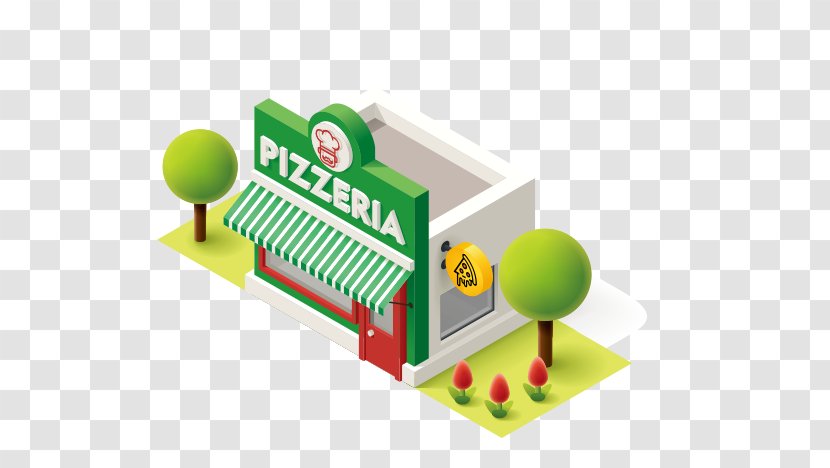 Building Cartoon Landscape Architecture Illustration - Architectural Model - Pizza Shop Transparent PNG