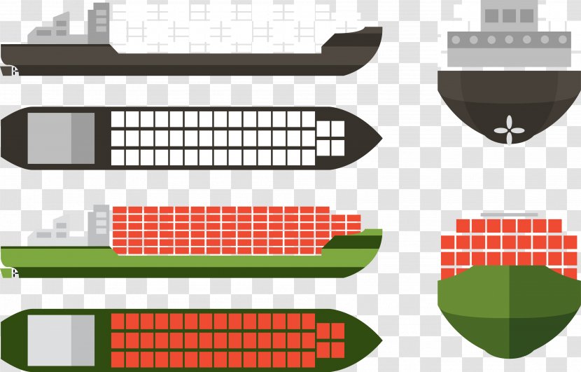 Container Ship Intermodal Transport - Collection Vector Transparent PNG