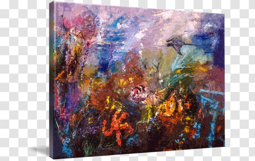 Life In The Coral Reef Oil Painting Canvas Print - Paint Transparent PNG