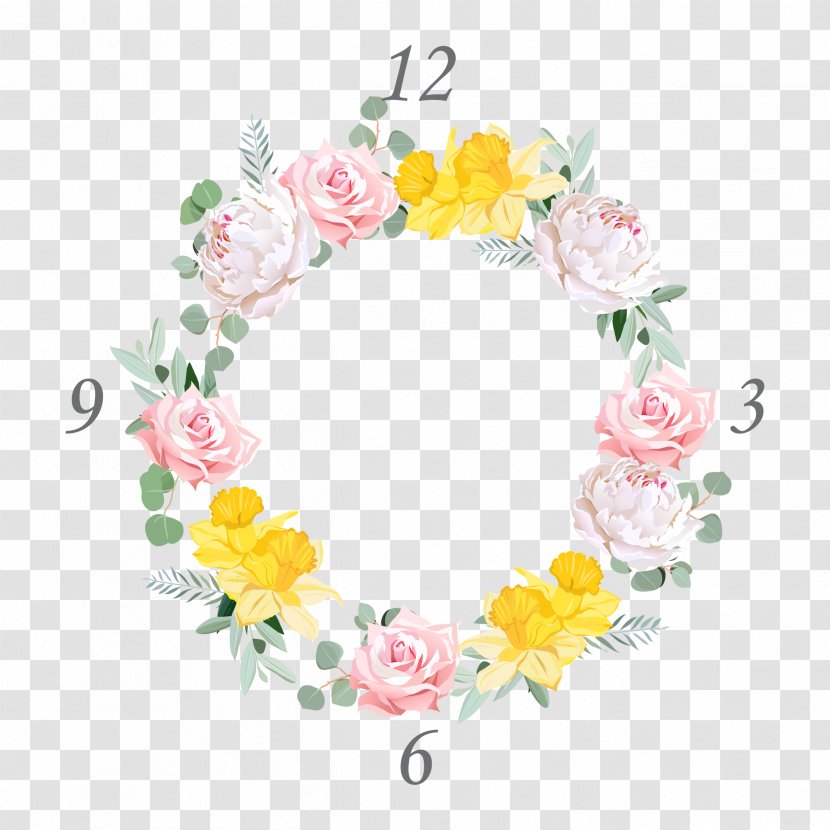 Floral Design Rose Daffodil Flower - Yellow - Garland Transparent PNG