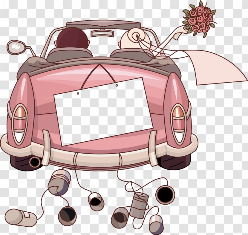 Car Wedding Invitation Clip Art - Just Married Transparent PNG