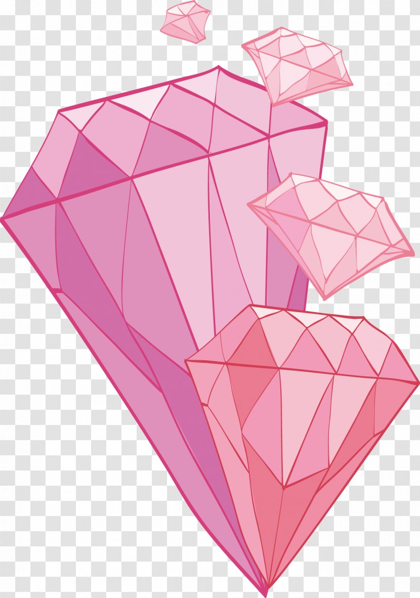 Diamond Illustration - Heart - Hand-painted Decorative Design Transparent PNG