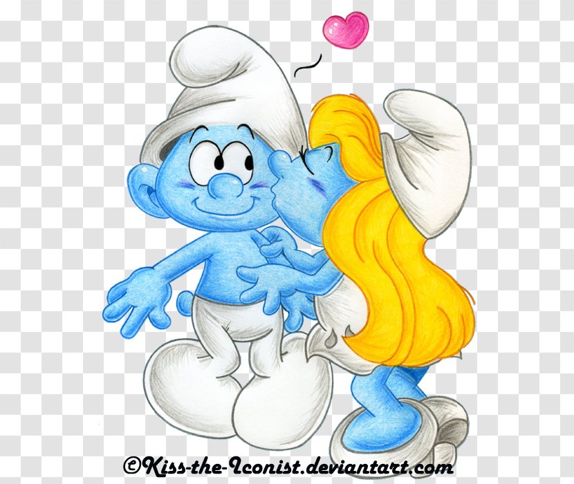 Smurfette Vexy Clumsy Smurf The Smurfs Hug - Cartoon - Kiss Transparent PNG