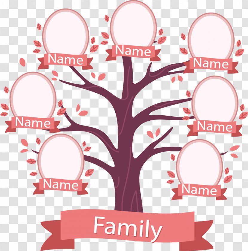 Family Tree Illustration - Heart - Peach Genealogy Transparent PNG