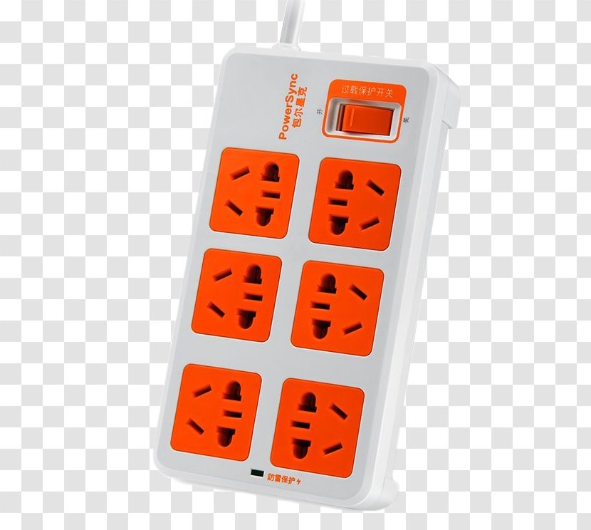 AC Power Plugs And Sockets Strip Cord Supply Extension - Orange - Bauer Star G Outlet Transparent PNG