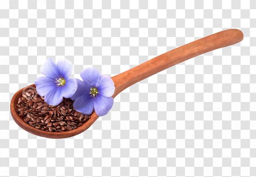 Flax Seed Spoon - Flower - A Spoonful Of Flaxseed And Picture Material Transparent PNG