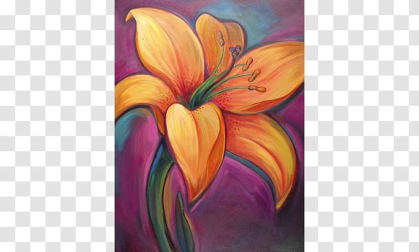 Tiger Lily Painting Drawing Art Canvas - Flowering Plant Transparent PNG