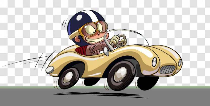 Sports Car Cartoon Illustration - Woman - Little Monkey Drive Transparent PNG