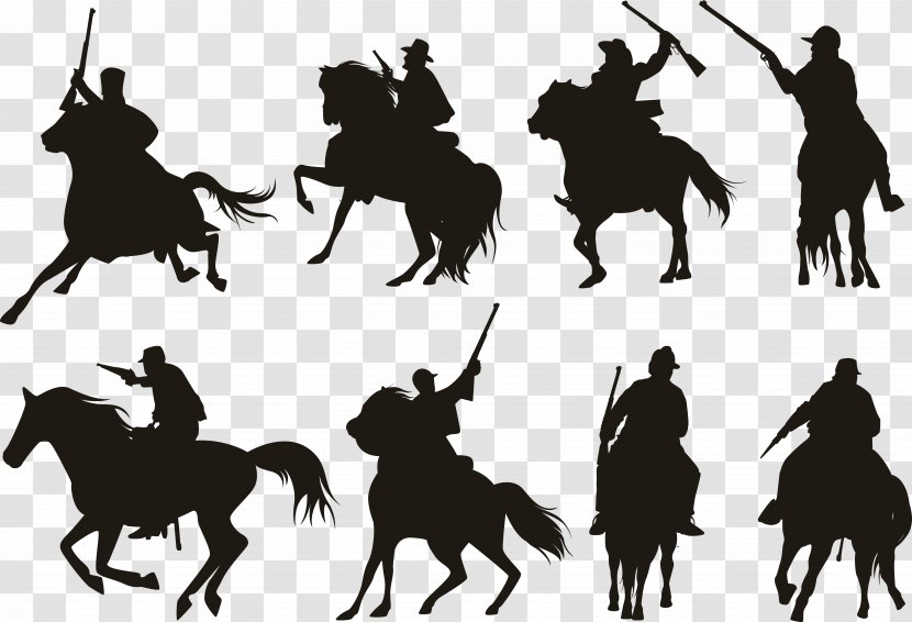 Horse Silhouette Knight Cavalry - Cartoon - Black Transparent PNG