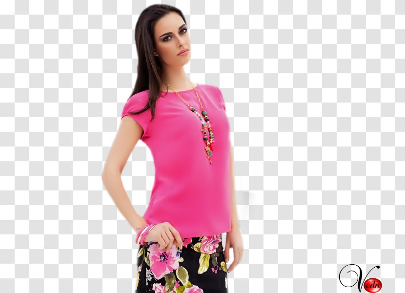 Blouse T-shirt Shoulder Sleeve Pink M - Fashion Model Transparent PNG