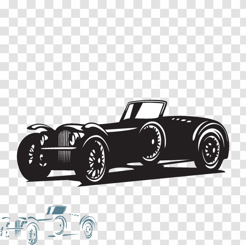 Vintage Car Illustration - Hand-drawn Cartoon Of Classic Cars Transparent PNG