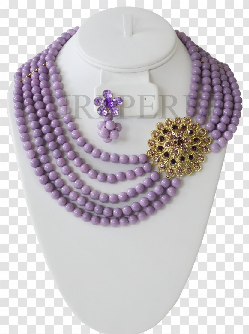 Pearl Purple Amethyst Bead Necklace Transparent PNG
