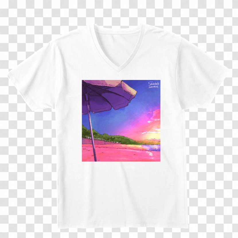 T-shirt Sleeve Outerwear Neck - Magenta Transparent PNG