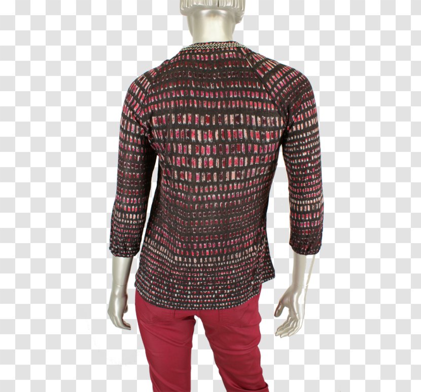Tartan Sleeve Button Shirt Blouse - Magenta - Multi-style Uniforms Transparent PNG